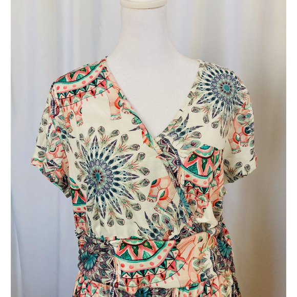 Ouges Woman Dress Midi Knee Length XL Spring Summer Colorful Pattern NWT - Picture 3 of 9